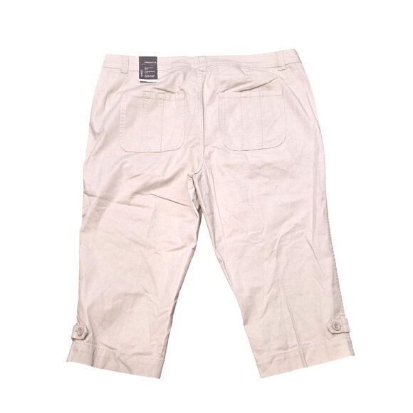 Cj Banks Womens Beige Capri Pants Straight Fit Stretch Size 16W Generous Waist - Picture 2 of 7